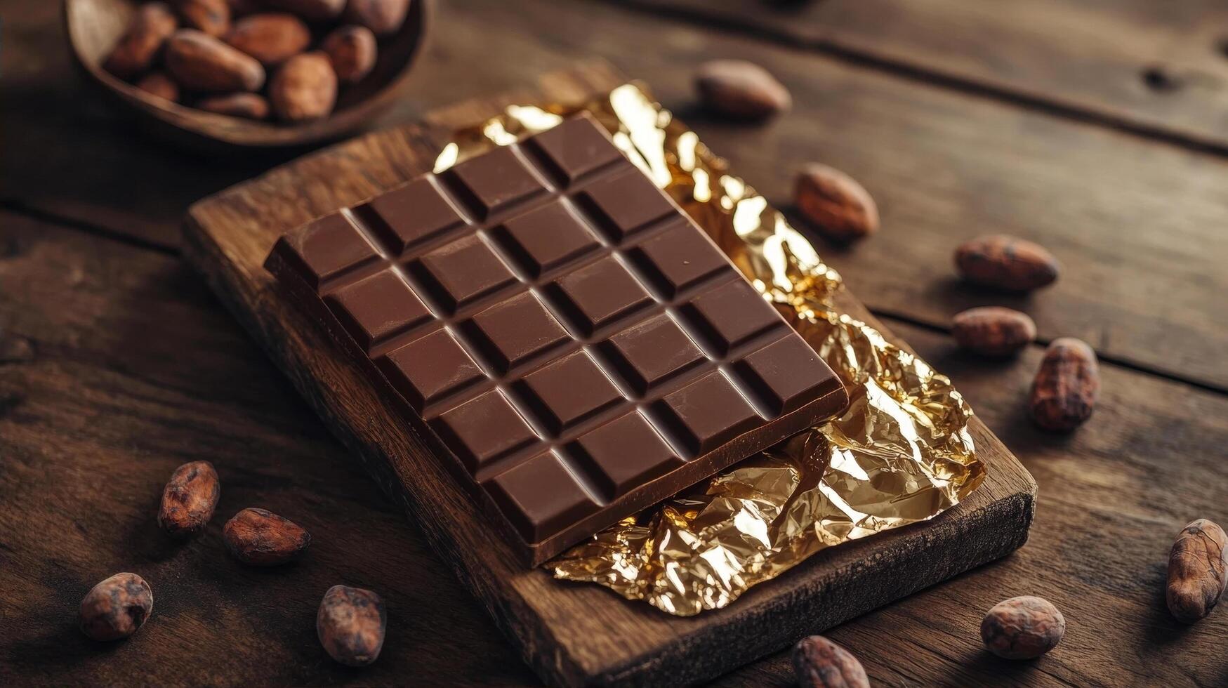 Chocolate Palace chocolate bar with gold foil and cocoa nuts